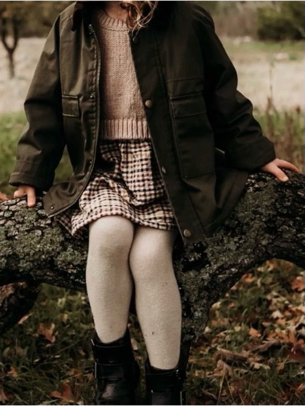 Zara Kids Olive Green Jacket with Brown Corduroy Collar
